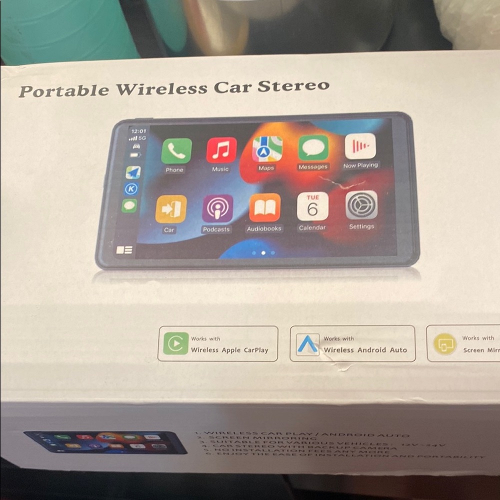 Portable Wireless Car Stereo with Touchscreen